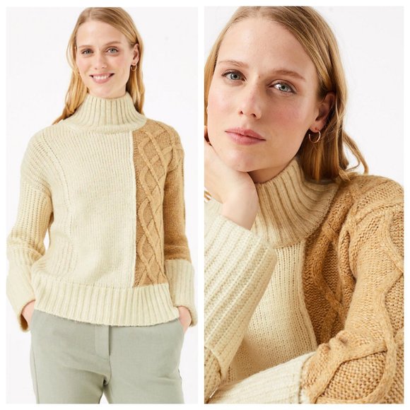 NWT Marks & Spencer Cable Knit Color Block Sweater - Picture 1 of 6